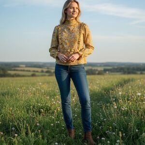 Meadows Cottage Core Yellow Lupin Top In Joplin Floral, 2